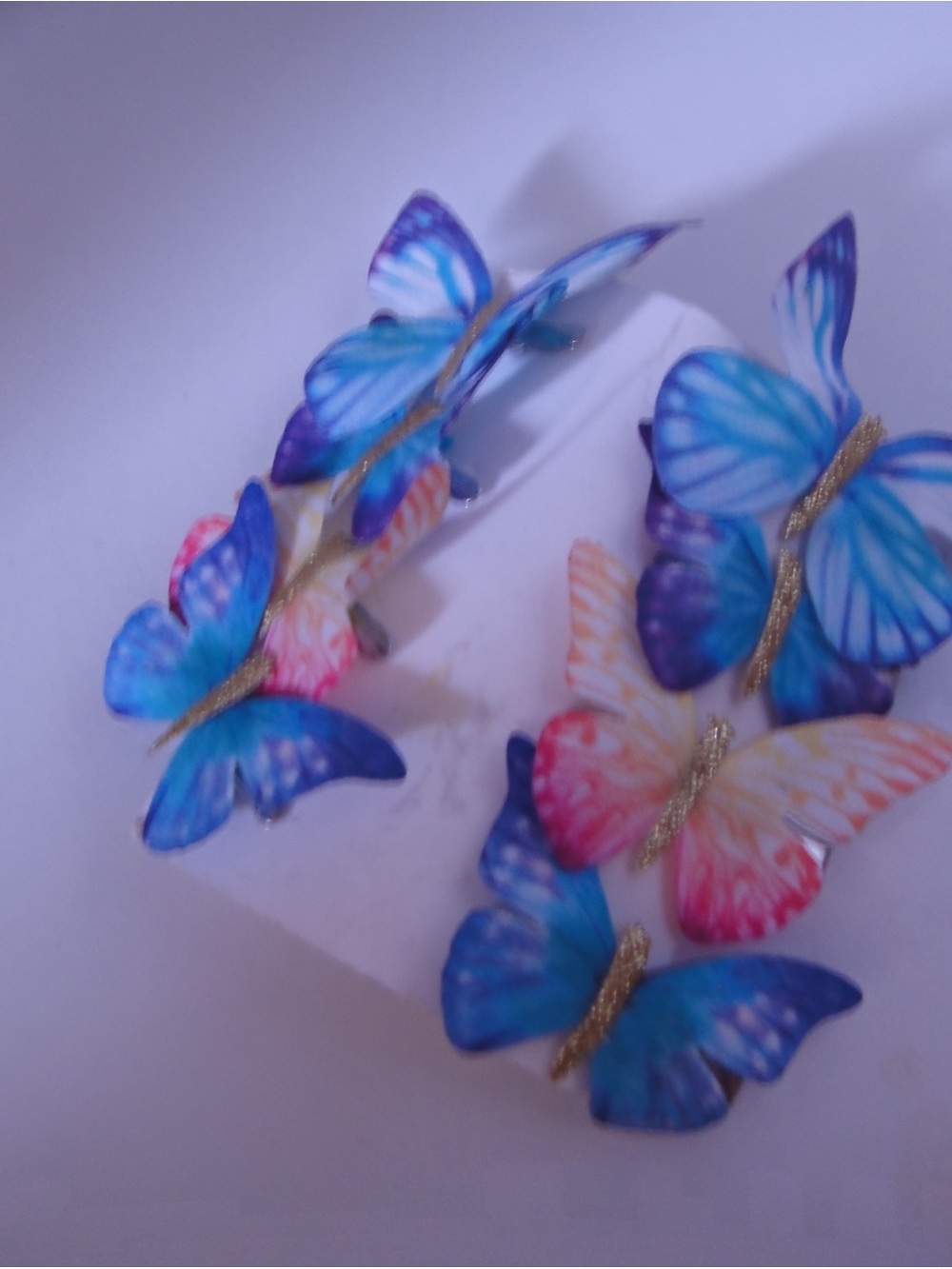 Colorful Butterfly Hair Clips - Blue, Pink & Purple